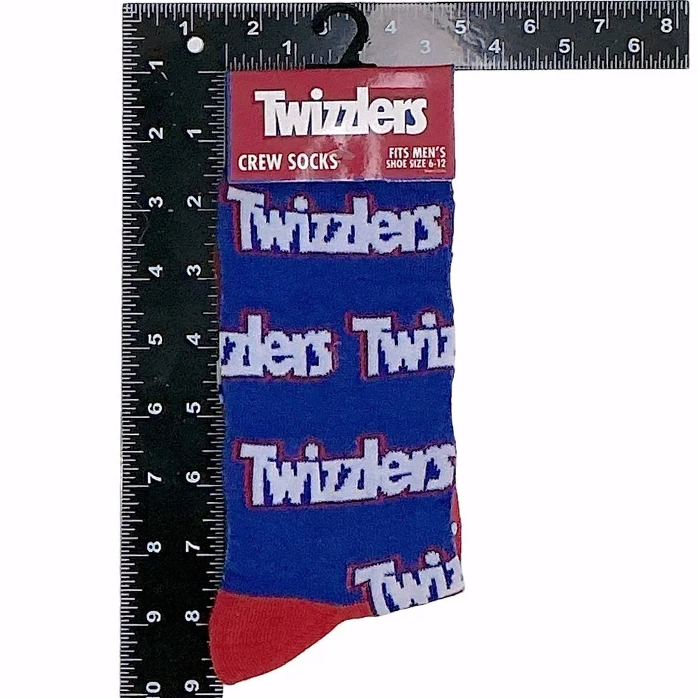 Twizzlers Crew Socks Novelty Funny Red White Blue Unisex Men OS 6-12